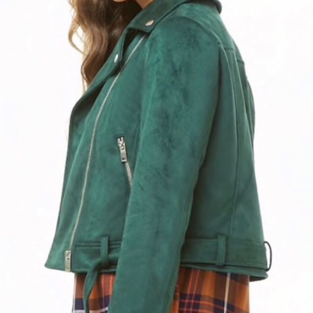 Forever 21 Deep Green Suede Moto Jacket - Picture 4 of 4